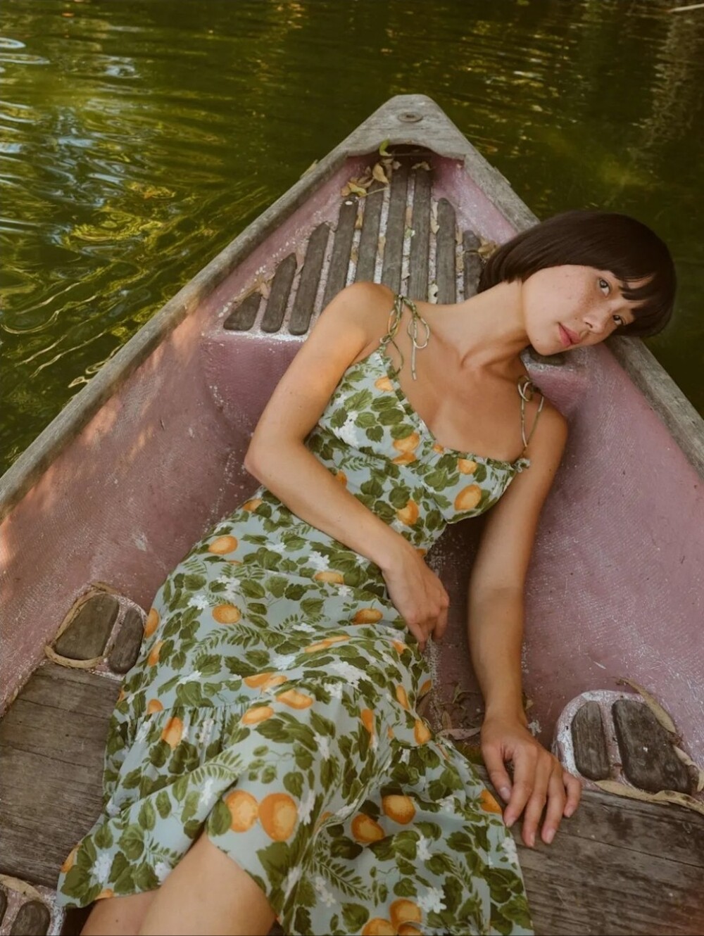 REFORMATION EMBRY DRESS IN ORANGE GROVE 2